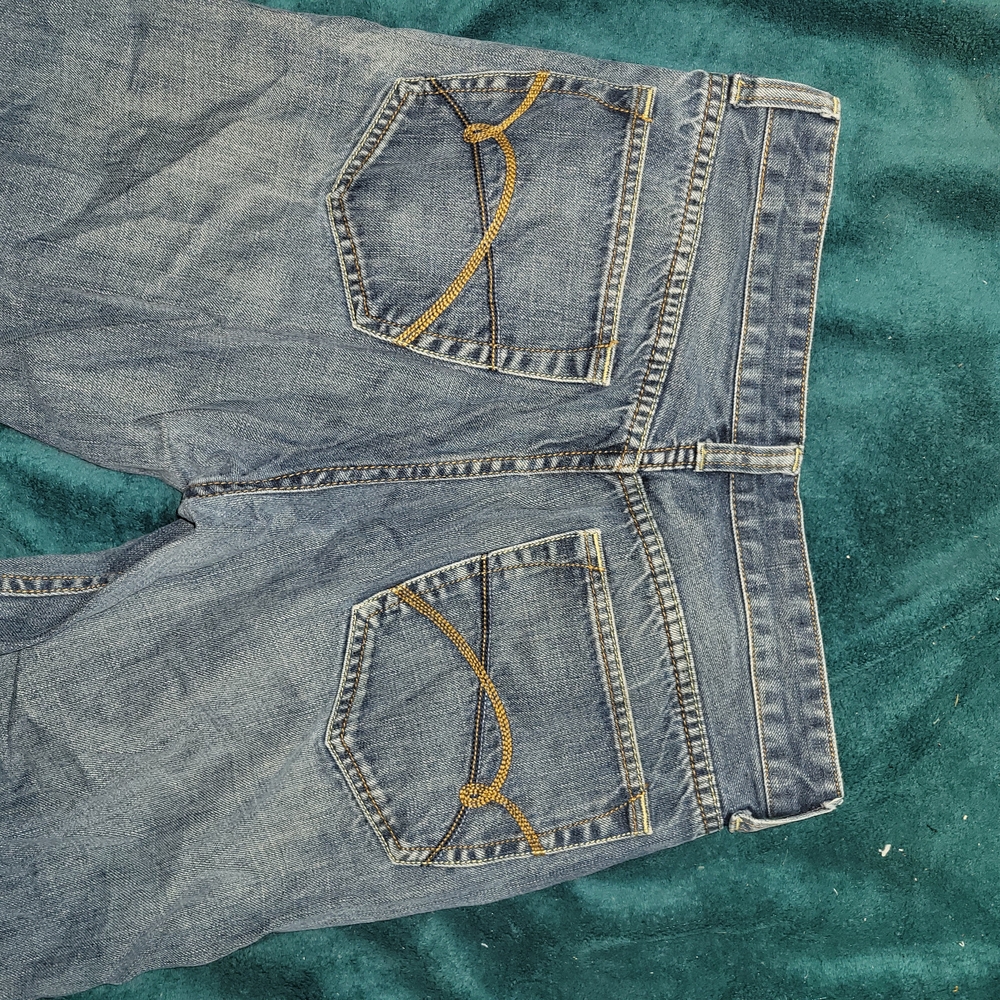 Stylish Blue Jeans with Gold Accents